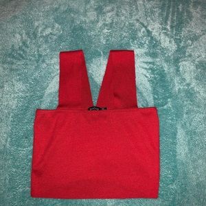 Bandage ribbed square neck crop top